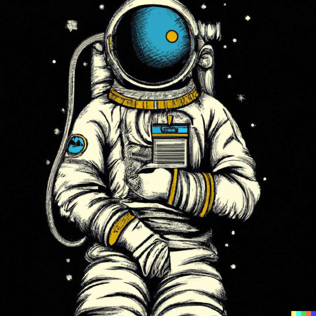 an astronaut, detailed color retro tattoo design